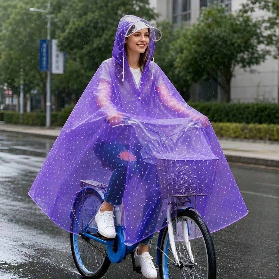 Women's Portable Outdoor Rain Poncho, Large Size Thickened Cycling Rain Poncho, Double Brim Design, Durable And Reusable, Suitable For Hiking, Climbing, Travel, Fits Adults And Students - Multicolor - View 1
