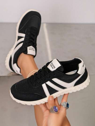 Women's Casual Sports Shoes, Spring New Colorblock Low-Top Low-Cut Thick Sole Sneakers, Outdoor Casual Fashion Vacation Style