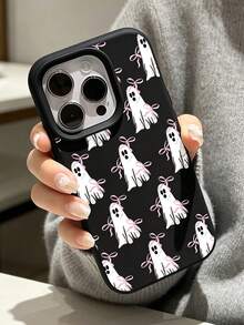 1pc Personalized Halloween Cute Ghost Bow Pattern Anti-Drop Black Liquid Straight Edge TPU Phone Case Suitable For IPhone 16 Pro Max/16/16 Pro/16 Plus/15/15 Pro Max/15 Pro/11/12/13/14 Pro Max/11 Pro/11 Pro Max/12 Pro/12 Pro Max/13 Pro/13 Pro Max/14 Pro/14 Pro Max Soft Shell Premium Feel - Multicolor - View 3