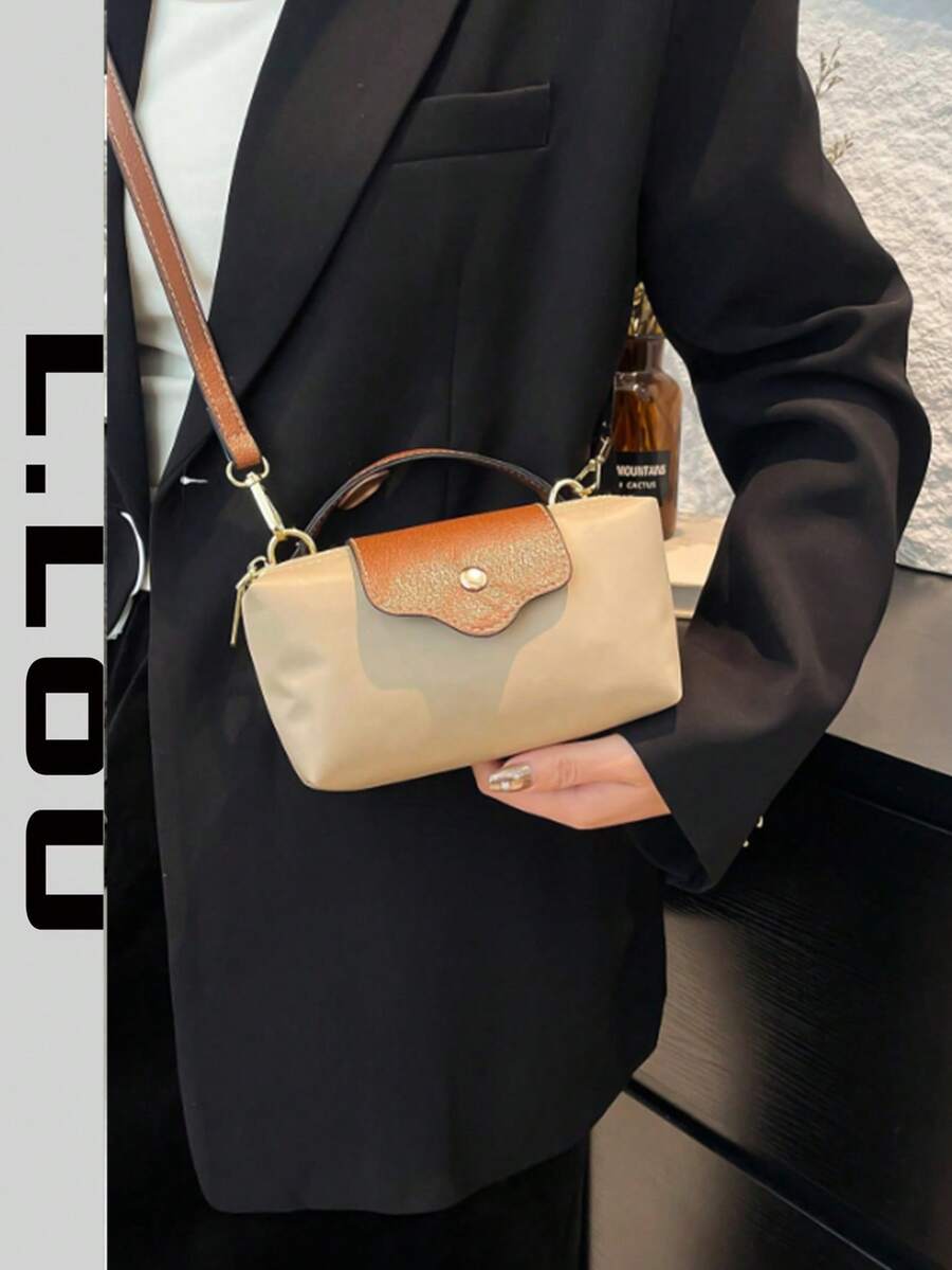 Women's Fabric & Nylon Mini Casual Crossbody Bag, Magnetic Button Dumpling Handbag, Cute & Fashion , Bow