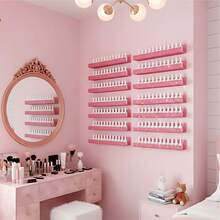 15 Inch Diamond Crystal Rhinestone Acrylic Nail Polish Holder Fashion Glasses Essential Oil Photo Display Storage Rack Pink,Back To School - Pink - View 4