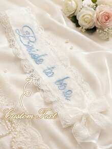 Customizable Bridal Lace Shoulder Strap, Personalized Name Text, Bridal Shower Bachelorette Party Wedding Accessory, Bridal Engagement Gift - Multicolor - View 5