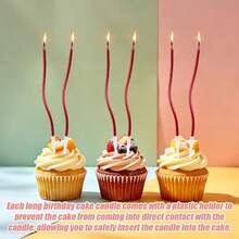 6-12pcs Spiral Cake Candles, Twisted Long Birthday Cake Candles, Cake Decoration, Baking Supplies - Multicolor - View 5