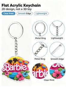 Splendor Summer Vacation Style Acrylic Keychain, Palm Tree Flower Silhouette Bag Hanger, Decorative Key Ring, Backpack Handbag, Girls' Gift - Multicolor - View 6