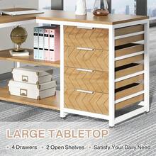 LITTLE TREE Desk With 4 Drawers, L-Shaped Computer Desk With 2 Shelves - L - View 7