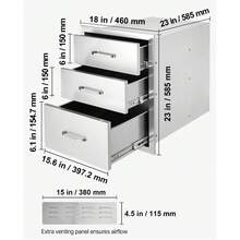 18x23 Inch Outdoor Kitchen Stainless Steel Triple Access BBQ Drawers With Chrome Handle, 18 X23 X 23 Inch - 18 X 23 X 23 Inch - View 12
