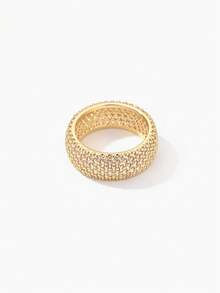 Vandermere 1pc 18K Gold Plated 5-Row Cubic Zirconia Ring, Suitable For Men And Women Daily Wear And Gift - Multicolor - View 4
