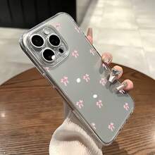 1pc Transparent Girl Pink Small Bow Pattern Phone Case, Personalized Protective Shell Compatible With IPhone 16 Pro Max/17/16/15/14 Plus/13/12/11/Air And Series - Multicolor - View 3