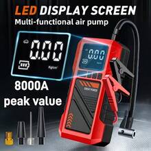 Portable Tire Inflator Air Compressor - Equipped With Digital Pressure Gauge; Multi-Function Car Battery Jump Starter, Vehicle Starter Kit - Suitable For Gasoline And Vehicles, Includes Multiple Adapters! Suitable For Cars, Motorcycles, Bicycles And Sports Balls - Wireless - View 6