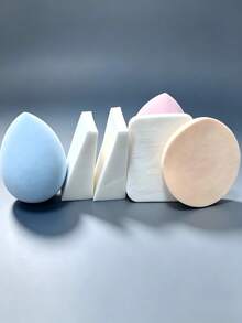 6Pcs Mixed Makeup Sponge & Powder Puff Set Soft Cosmetic Blending Tools, Fixed Shapes Random Color For Daily Makeup - Multicolor - View 2