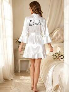 Customized Satin Bridesmaid Robe, Bridal Party Getting Ready Robe, Women's Wedding Robe, Maid Of Honor Gift, Bride Pajama Robe,Size-M/L/XL/XXL - Multicolor - View 5