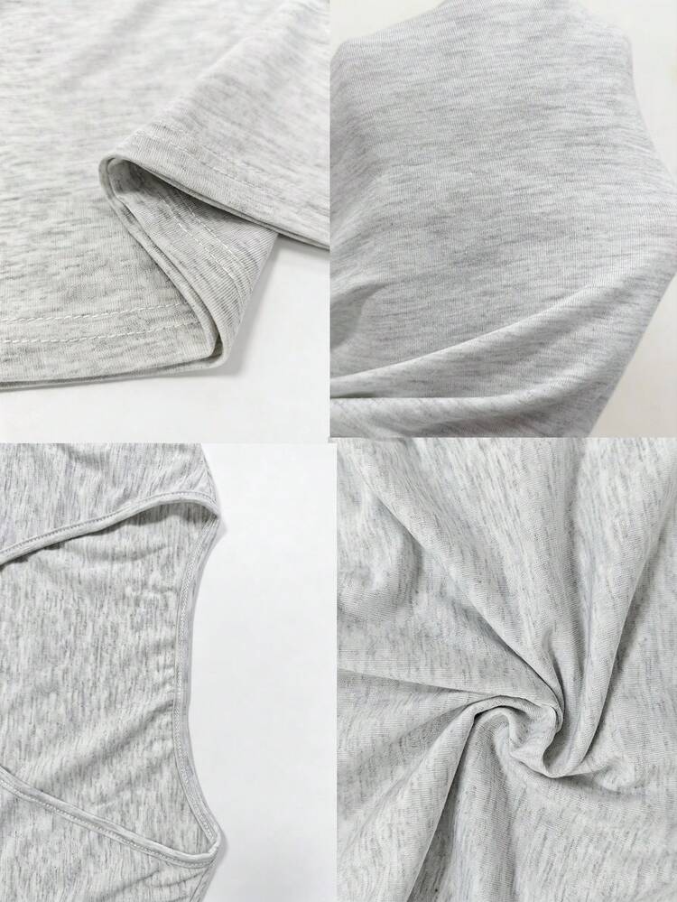 Fashion Women's Knitted Deep V-Neck Long Sleeve Top, Regular Fit, Suitable For Spring, Autumn And Winter, Medium Elasticity - Light Grey - View 9