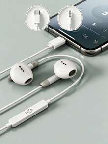 Type C Wired Earphones, 3.5mm Round Plug, USB C In-Ear Headphones, Electronic Call And Music Bass Stereo In-Ear Headphones, Compatible With IPad/PC - View 1