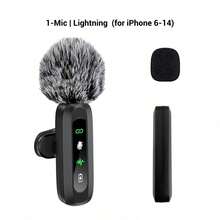 HITOZON Professional Wireless Lavalier Lapel Microphone, Plug-And-Play Omnidirectional Condenser Clip-On Mic, Noise Reduction, Receiver Powers & Charges Phone, Auto Pairing, For Live Streaming, Vlogging, Podcasting, Interviews, Video Recording - Black - View 10