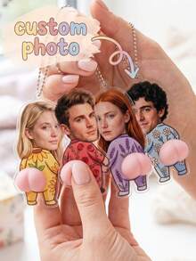 Custom Photo Squeeze Butt Keychain, Personalized Acrylic Pendant, Customizable Photo,Valentine's Day, Party Favor, Car Keychain,Birthday, - Model 4 - View 7