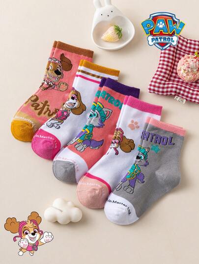 1/5/10 Pairs Paw Patrol Funny Cartoon Kids Socks, Puppy Patrol Winter Mid-Calf Socks, Fun Christmas Children's Socks