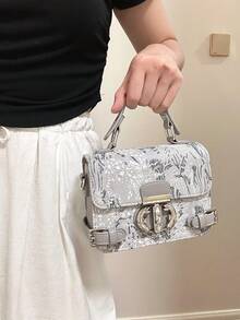 Carit & Koty 1pc Women's Handbag, PU Leather Crossbody Bag With Exquisite Metal Buckle, Suitable For Dating, Shopping And Dinner, Vacation Essential - Dark Grey - View 9