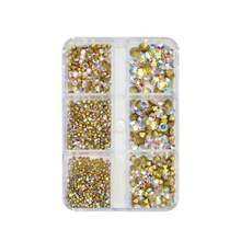 6-Grid Mixed Size Pointed Back Glass Nail Rhinestones, Nail Art Embellishment Accessory, DIY Nail Decoration, For DIY Nail Design And Daily Wear - Multicolor - View 7