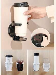 2/1pc Foldable Wall-Mounted Cup Holder, No-Drill Coffee Cup Storage Rack, Suitable For Desk And Cabinet Door, Space-Saving Cup Organizer For Office, Dorm And Home Daily Use - Multicolor - View 1