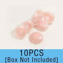 10pcs Reusable Women's Push-Up Breast Pads, Invisible Adhesive Strapless Backless Bra Silicone Nipple Covers With Iron Box Packaging - Apricot - View 10