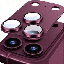 CASECOPS 1PC Camera Lens Protector Compatible With Iphone 18 Pro Max/18 Pro, Not Fragile, Strong Adsorption, Suitable For Phone Cases, Metal Tempered Glass Rear Camera Screen Protector, Orange - Deep Cherry Red - View 2