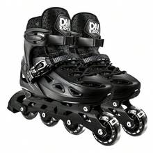 Patins Inline Black Tamanho M 34-37 Ajustável Juvenil - Dm Toys - Preto - Visão 5