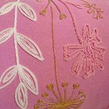 1pc Pink Floral Embroidered Pillowcase 30*50cm, Handmade Botanical Pattern Rectangular Decorative Cushion Cover, Linen Blend Fabric, Country Farmhouse Style Sofa Bedroom Home Decor, Hidden Zipper, Pillow Insert Not Included - Pink - View 7