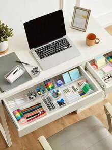 1/7pcs/11pcs/18pcs Transparent Drawer Storage Boxes Multi-Specification Free Combination, Cosmetics Jewelry Stationery Miscellaneous Items Classification And Organization, PET Odorless Non-Slip Divider Box Home Desktop Drawer Organizer Multi-Purpose, Used For Brushes, Jewelry, Lipstick, Different Compartments To Place Cosmetics, Small Tools, Very Suitable For Vanity, Office Drawer - Clear - View 7