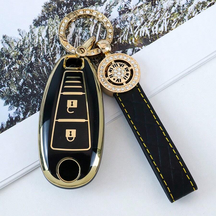 TPU Car Key Fob Cover Case With Keychain Protector Shell For Suzuki For Vitara, For Swift, For Ignis, For Kizashi, For SX4, For Baleno, For Ertiga - Remote Keyless Entry Accessories Fashionable And Keybags Suitable For Girls