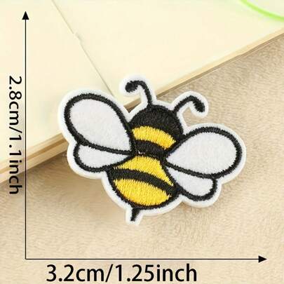 Five Adorable Cartoon Bee Ironing Patches, Made Of Polyester, Are Perfect For Clothing Crafts That Include Black, Yellow, And White In Mixed Colors