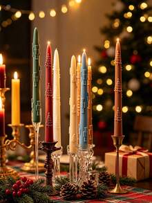 1pc Embossed Long Stem Christmas Candle Silicone Mold, Fine Texture And Soft Material, Suitable For DIY Aromatherapy Candles And Miniature Landscape Decoration, Ice Skate & Walnut Embossed Pattern, Home Desktop Holiday Decor, Resin Craft Mold, Suitable For Handmade Creators, Christmas, New Year, Thanksgiving, Halloween - A - View 2
