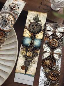30pcs Steampunk Bookmarks: Exquisitely Designed Mechanical Clock-Style Metal-Look Paper Bookmarks-Perfect For Party Gifts, Rewards, And Holiday Presents - View 7