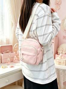 Sweet Girl Mini Crossbody Bag, Soft Color Nylon Mini Shoulder Bag With Star Pendant, Lightweight Multi-Pocket Phone Crossbody Bag, Suitable For Daily Outings, School And Shopping - Multicolor - View 4