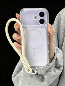 1pc Solid Color Fashion Minimalist Fresh Matte Transparent Phone Case With Short Lanyard, Compatible With IPhone 11/12/13/14/15/16/16 Pro Max, Comfortable Soft Protective Phone Shell, Compatible With IPhone 17/17 Pro/17 Pro Max/Air, Design Fashion Phone Case - Multicolor - View 9