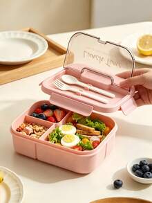 1pc Portable Lunch Box, Leak-Proof Salad Lunch Box With Spoon And Fork, Leak-Proof Lunch Container, Microwave, Freezer And Dishwasher , Suitable For School, Work, Travel, Picnic And Outdoor Dining - Multicolor - View 4