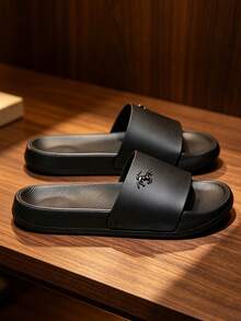 Men's Slip-On Sandals, Soft & Comfortable, Indoor/Outdoor Use, Bathroom/Beach Shoes, Quick-Dry EVA Thick Sole, Lightweight - Black - View 1