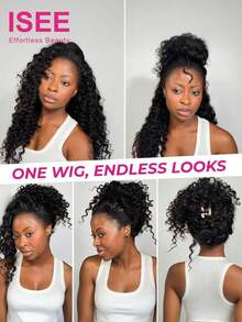 ISEE Hair Loose Wave Draw-Strings Half Wig Real Hairline InvisiFit Strap Flip Over Wig 180% Density 16-28 Regular Inch Free Shipping Affordable Daily Use For Women - SNatural - View 4