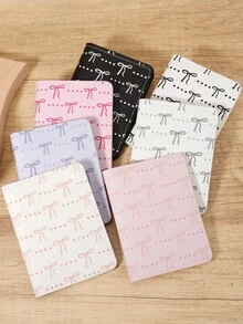 Fashionable Bow Print Snap Button Women's Coin Wallet, Lightweight And Portable Cash, Credit Card, Coin Card Bag, Suitable For Outdoor And Travel - Pink - View 2