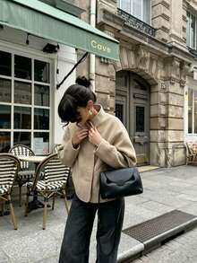 Women's Versatile Pocket Button Long Sleeve Coat For Daily Wear - Brown - View 6