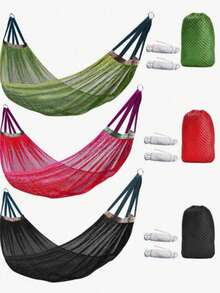 Ultra‑Breathable Mesh Hammock, 260*130cm Oversized Ice Silk Swing Bed, Portable Quick‑Drying Hammock With Storage Bag & 2 Hanging Ropes For Outdoor Camping Garden Patio Beach Backyard - A - View 1