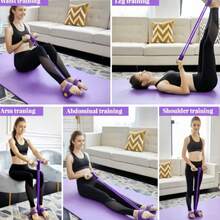 Home Fitness Set, Includes 8-Figure Posture Corrector, Yoga Resistance Bands And Foot Pedal Strength Rope, Suitable For Full Body Shaping And Stretching Exercises, Ideal Gift For Mother, Wife, Girlfriend And Fitness Beginners - Multicolor - View 4