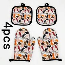 2/4pcs Blue And White Porcelain Print Thickened Kitchen Oven Mitts And Heat-Resistant Pads Set, Microwave Oven Baking Heat-Insulated Gloves, High Temperature Resistant - View 42