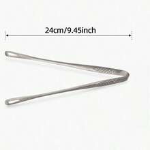 1pc Stainless Steel Food Tongs, Steak BBQ Food Gripper, Cake Dessert Tongs, Suitable For Cooking, Serving, Grilling, Salad, Essential Kitchen Tool For Home - Silver - View 10