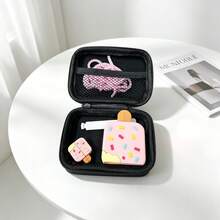 5pcs/Set Pastel Sweet Girl Style Ice Cream Shaped Charger Protective Case EVA Hard Shell Storage Bag, Includes Storage Bag/Protective Head Shell/ Wrap/Cable Tie, Soft Silicone Anti-Breakage Anti-Shock Anti-Drop Anti-Cat Bite Anti-Bend, Compatible With Apple 18/20 Charger Protection Storage, Super Convenient For Carrying And Storage, Essential Digital Accessory For Sweet Girls - Multicolor - View 9