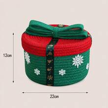 1pc/Christmas Style Hand-Woven Storage Basket, Home Living Room Storage Box, Desktop Organizer For Sundries And Snacks, Suitable For Christmas, Home Decor, Indoor/Outdoor, Party/Party Decoration, Christmas Room Decoration, Christmas Gift, Christmas Party Gift - Multicolor - View 13