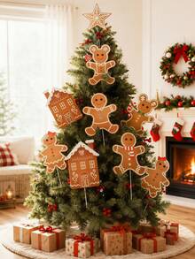 12pcs-Christmas Tree Decorative Branches, Large Gingerbread Man Christmas Tree Branches, Christmas Gingerbread Man Tree Top Decoration, Suitable For Christmas Tree, Winter Holiday, Home Party And Vase Decoration - Multicolor - View 7