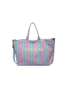 Fresh Colorblock Striped Large Capacity Women's Bag, Lightweight Canvas Fabric, Handheld Or Crossbody, Minimalist Versatile Daily Commute Bag - Multicolor - View 13