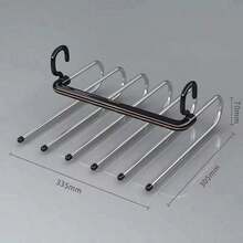 1pc Space-Saving 5/9 Tier Metal Pants Rack, Non-Slip Metal S-Shaped Closet Organizer With Hooks For Leggings And Long Pants, Wardrobe Accessory | Stable Clothes Hanger | Sturdy Metal Clothes Hanger - Multicolor - View 3
