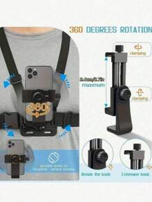 Outdoor Sports Camera Chest Strap, Universal Adjustable Chest Support, POV Perspective Chest Mount, Phone Live Streaming Chest Support, Body Fixing Device With Backplate, Dual Locking Design And Safety Buckle. Suitable For Cycling, Kayaking, Running, Video Live Streaming, Extreme Sports Camera Mounting, First-Person Perspective Cycling Shooting Accessory, Easy Installation, Perfect Gift For Cycling Photography Enthusiasts, Extreme Sports Phone Mount - Black - View 3