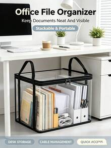 Heavy Duty Transparent Flip Lid Storage Box, Large Rectangular Stackable Space-Saving Organizer Bin, Durable Plastic Storage Container, Suitable For Clothes, Books, Home Office, Household Storage, Backpack Storage Bag, Dorm Storage, Book Storage, Bedroom Decor - Multicolor - View 5